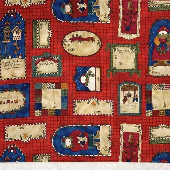 Christmas Present Tags Fabric Gift Tags Fabric Quilting Cotton Fabric BTY - Picture 2 of 4